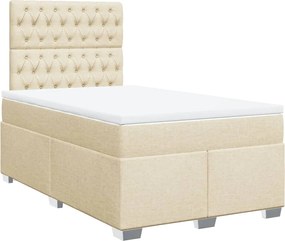 vidaXL Κρεβάτι Boxspring με Στρώμα Κρεμ 120x200 εκ. Υφασμάτινο