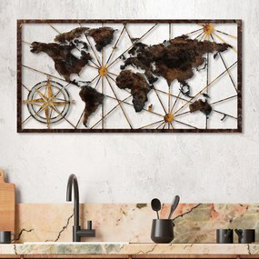 Decorative Metal Wall Accessory World Map Large - 1 Multicolor