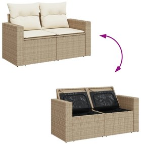 vidaXL Σετ Καναπέ Κήπου 5 τεμ. Μπεζ Συνθετικό Ρατάν με Μαξιλάρι