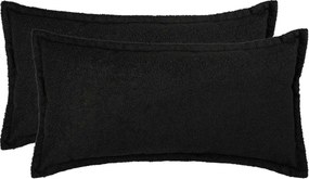 vidaXL Κάλυμμα Μαξιλαριού 2 τμχ. HOUTEN Μαύρο 40 x 80 cm Μπουκλέ