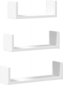 vidaXL Ράφια Τοίχου 3 τεμ. Λευκά από Επεξ. Ξύλο