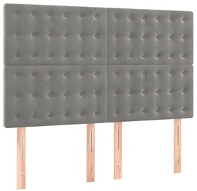 vidaXL Κρεβάτι Boxspring με Στρώμα Ανοιχτό Γκρι 140x200 εκ. Βελούδινο