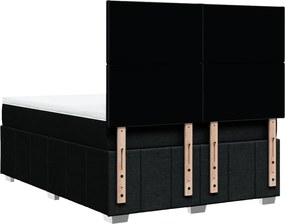 vidaXL Κρεβάτι Boxspring με Στρώμα Μαύρο 140x190 εκ. Υφασμάτινο