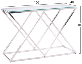 Κονσόλα Holland Με Γυαλί Και Βάση Χρωμίου 120x40x78 Ek.