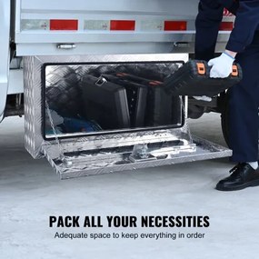 VEVOR Underbody Truck Box, 30&quot;×17&quot;×18&quot; Pickup Storage Box, Heavy Duty Aluminum Diamond Plate Tool Box with Lock and Keys, Waterproof Trailer Storage Box with T-Handle Latch for Truck, Van, Trailer