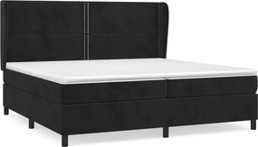 vidaXL Κρεβάτι Boxspring με Στρώμα Μαύρο 200x200 εκ. Βελούδινο