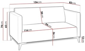 Καναπές Providence K101, Αριθμός θέσεων: 2, 136x82x74cm, 49 kg, Ταπισερί, Πόδια: Πλαστική ύλη | Epipla1.gr