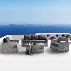 BELMAR LIVING SET ΣΑΛΟΝΙ ΚΗΠΟΥ ALU:3ΘΕΣ+2 ΠΟΛΥΘΡΟΝΕΣ+ΤΡΑΠΕΖΙ WICKER GREYWHITE, ΜΑΞ.ΓΚΡΙ ΣΚ.