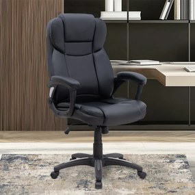 Καρέκλα γραφείου διευθυντική Morgan Megapap από τεχνόδερμα χρώμα μαύρο 67x65x112/122εκ.