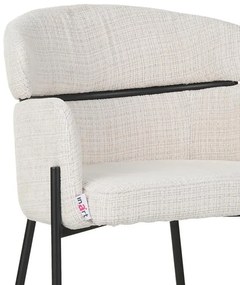 Σκαμπό μπαρ Tolerse Inart μπεζ ύφασμα-πόδι μαύρο μέταλλο 2αδα 55x60x97 εκ.