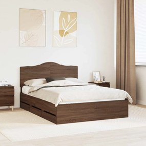 vidaXL Σκελετός Κρεβατιού Καφέ δρυς 140 x 200 cm Μηχανήματος Ξύλο