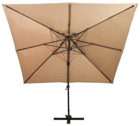 vidaXL Ομπρέλα Κρεμαστή με Διπλή Οροφή Taupe 300 x 300 εκ.