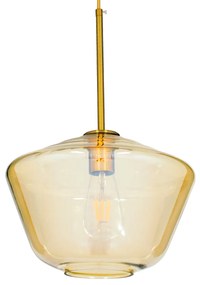 00870 GloboStar® AMARIS 00870 Μοντέρνο Κρεμαστό Φωτιστικό Ανάρτηση Μονόφωτο 1 x E27 IP20 Μελί Γυαλί με Χρυσό Μέταλλο - Μ30 x Π30 x Y22cm
