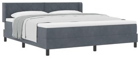 vidaXL Κρεβάτι Box Spring με στρώμα  Σκούρο Γκρι 180x200 εκ. Βελούδο