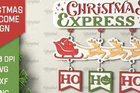 Σετ των 2 Intra απο ξύλο plywood 3mm-4mm πάχος - Σχέδιο κοπής με λέιζερ χριστουγεννιάτικο σημάδι καλωσορίσματος Δίασταση 15x15 cm INTRAFABR-106608438