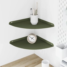 vidaXL Floating Ράφι Γωνίας Γωνιακή βάση 2 τμχ. Ελιά Πράσινη