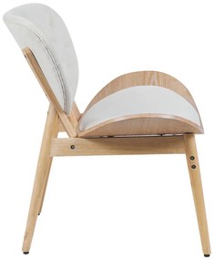 Πολυθρόνα Udalle pakoworld ξύλο σε φυσική απόχρωση με μπεζ ύφασμα 77x70x81εκ