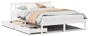 vidaXL Σκελετός Κρεβ. Χωρίς Στρώμα Λευκό 135x190 εκ Μασίφ Πεύκο