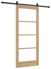 vidaXL Συρόμενη Πόρτα  με Σετ Εξαρτημάτων 86x198.5 εκ. Συμπαγές Ξύλο Πεύκου
