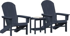 vidaXL Καρέκλα Κήπου 3 τμχ. Ναυτικό μπλε Πολυαιθυλένιο