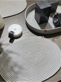 Stewehome Σετ 7 τεμαχίων οβάλ σουπλά και καλάθι από γιούτα (Σκούρο μπλε) 41x31 cm