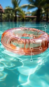 Intra Συλλεκτικό Ξύλινο Παζλ Plywood 4mm - Life Ring επιπλέει σε μια αναζωογονητική πισίνα Σε Ξύλινο Κουτί - Διαστάσεις Puzzle: 10x10 cm – 25 κομμάτια