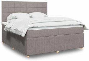 vidaXL Κρεβάτι Boxspring με Στρώμα Taupe 200x200 εκ. Υφασμάτινο