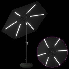 vidaXL Ομπρέλα Κήπου με LED Φώτα και Βάση 230 x 230 εκ Πολυεστέρας