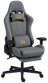 HOMCOM Εργονομική Καρέκλα Gaming με 3D Μπράτσα, Ρυθμιζόμενη, Κυλιόμενη Καρέκλα Γραφείου με Οσφυϊκή Υποστήριξη, Γκρι