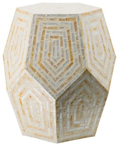 Artekko Ivory Τραπέζι Βοηθητικό Σκαμπό MDF Capiz Μπεζ (46x46x53)cm