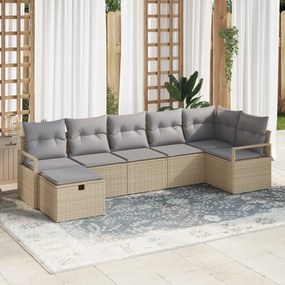 vidaXL Σετ Καναπέ Κήπου 7 τεμαχίων με Μαξιλάρια Μπεζ