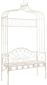 vidaXL Παγκάκι Κήπου Αντικέ Λευκό 122 εκ. Σιδερένιο