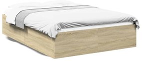 vidaXL Πλαίσιο Κρεβατιού Sonoma Δρυς 135x190 εκ. Επεξεργασμένο Ξύλο