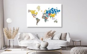 Εικόνα στον παγκόσμιο χάρτη φελλού από επιγραφές - 120x80  color mix
