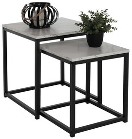 Τραπεζάκια Ζιγκόν Grelay HM8762.12 (Σετ 2Τμχ) 37x37x43cm 45x45x50cm White-Black Melamine, Metal