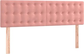 vidaXL Κρεβάτι Boxspring με Στρώμα Ροζ 140x190 εκ. Βελούδινο