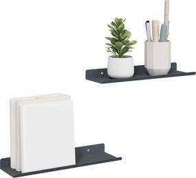 vidaXL Πλωτό ράφι Επιτοίχιο 2 pcs Ανθρακί 30 x 9 x 2,5 εκ Ατσάλι