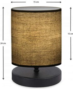 Φωτιστικό επιτραπέζιο Hassard Megapap ύφασμα/Mdf χρώμα καφέ/μαύρο 15x16x22εκ.
