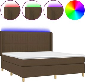 vidaXL Κρεβάτι Boxspring με Στρώμα &amp; LED Σκ.Καφέ 160x200εκ. Υφασμάτινο