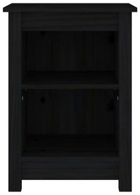 vidaXL Κομοδίνα 2 τεμ. Μαύρα 40x35x55 εκ. από Μασίφ Ξύλο Πεύκου