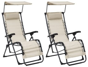 Καρέκλες Εξ. Χώρου Πτυσσόμενες 2 τεμ. Κρεμ από Textilene