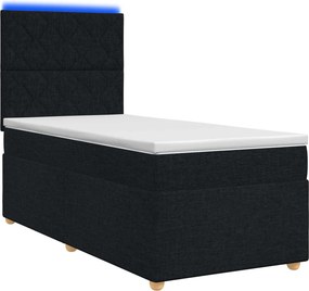vidaXL Κρεβάτι box spring με στρώμα Μαύρο 90 x 200 cm Ύφασμα