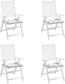 VidaXL Μαξιλάρια Καρέκλας 4 τεμ. Σχέδιο Φύλλων 50x50x3 εκ. Υφασμάτινα