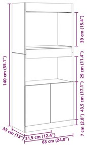 Ντουλάπι Sonoma Δρυς 63x33x140 εκ. από Επεξεργασμένο Ξύλο - Καφέ