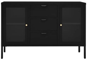 vidaXL Μπουφές Μαύρος 105 x 35 x 70 εκ. από Ατσάλι και Ψημένο Γυαλί