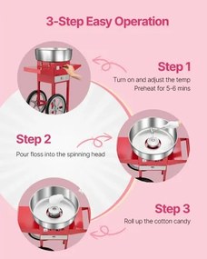 VEVOR Commercial Cotton Candy Machine with Cart Sugar Floss Maker 1000W Red