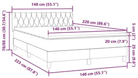 Box Spring Κρεβάτι με στρώμα Σκούρο γκρι 140x220 cm Βελούδινο - Γκρι