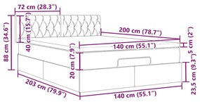 Οθωμανικό κρεβάτι με στρώμα Σκούρο καφέ 140x200cm ύφασμα - Καφέ