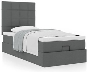 vidaXL Οθωμανικό κρεβάτι με στρώμα σκούρο γκρι 90x200cm ύφασμα