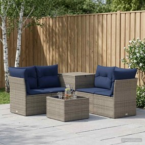 vidaXL Σετ Καναπέ 6 τμχ. Γκρι και Navy Blue 55 x 55 x 37 cm